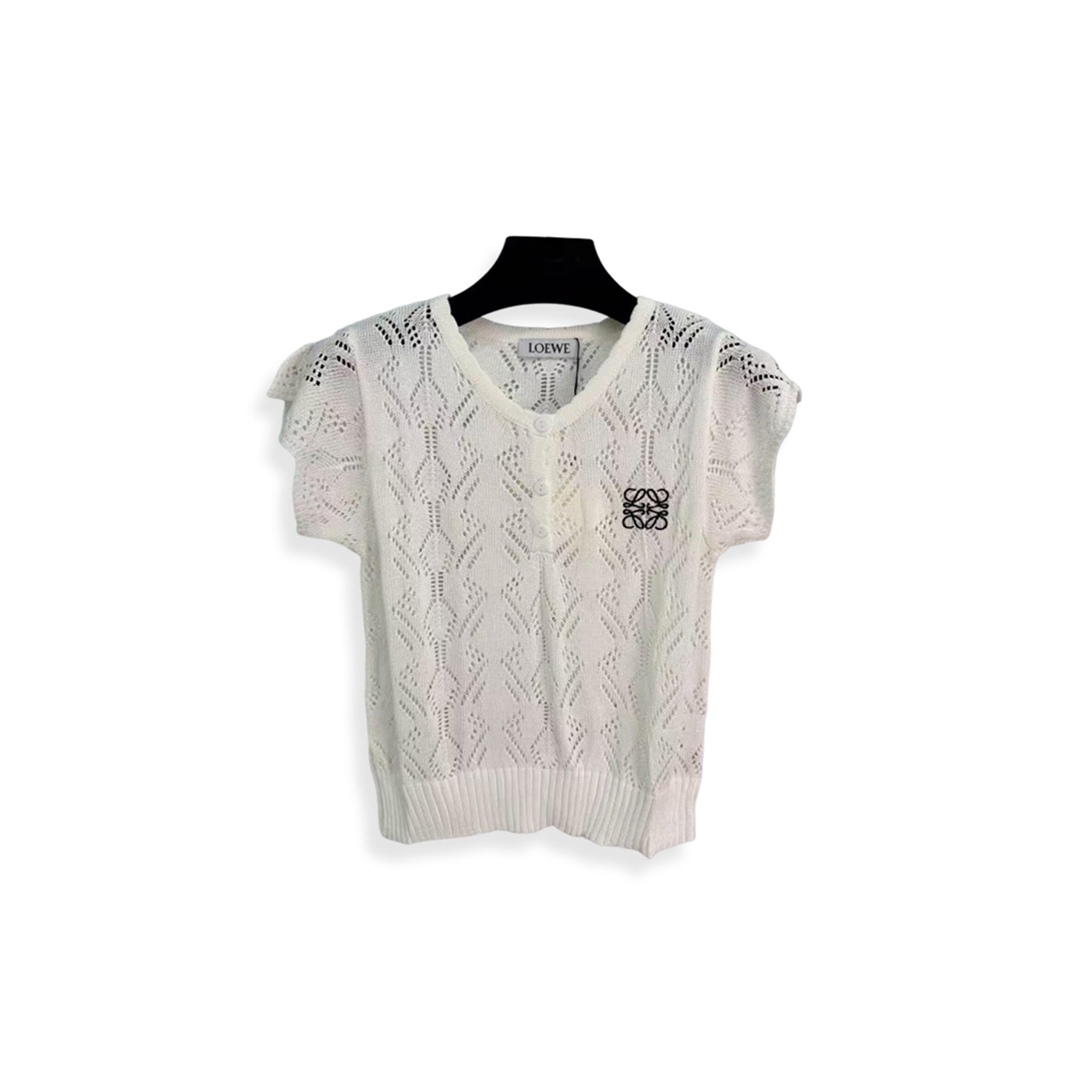 LOEWE KNITTED OPENWORK SHORT SLEEVE 